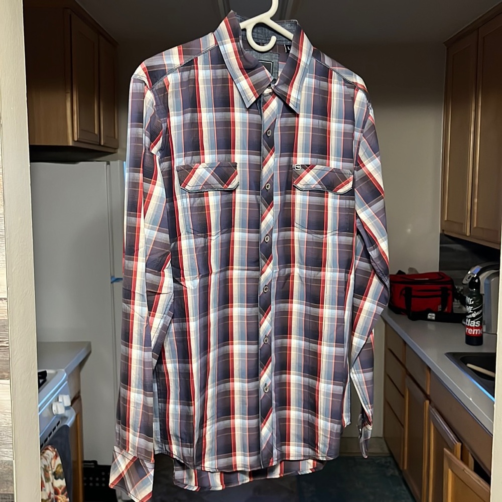 Size large 7 Diamonds bottom up plaid shirt